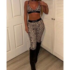 Tom Ford Women's  Animal Leopard Print Signature 100% Cotton  Leggings Size M